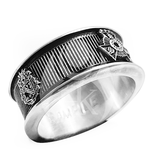 APO, SRB, Masonic Past Grandmaster, DeMolay Logo Band Ring